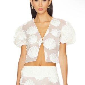 NEW House of Sunny/Revolve Scattered Shell Blouse in Marble